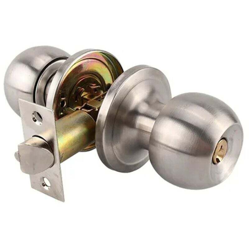 Edelstahl-Kugelschloss - Türgriff mit Schloss - Für den Innen- und Außenbereich - Satinierte Oberfläche - 1 Schloss im Lieferumfang enthalten.