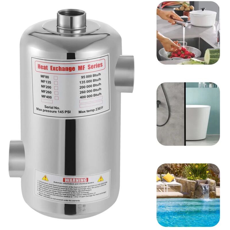 Edelstahl Schwimmbadheizer Wärmepumpe Wärmetauscher Pool Schwimmbad Heizung