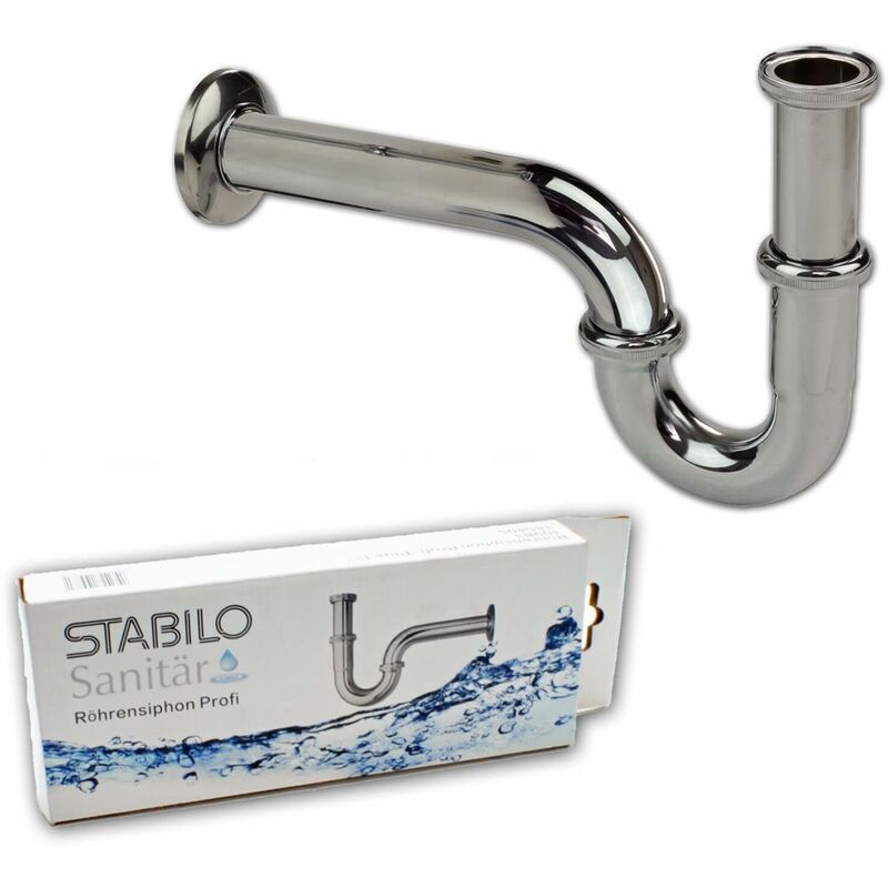 Stabilo Sanitär - Bad Waschbecken Siphon 1 1/4 Zoll x 32 mm Röhrensiphon verchromt