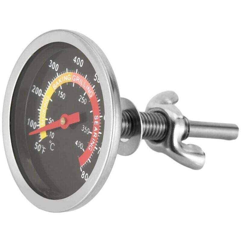 Edelstahlthermometer für Grill, Smoker, Thermometer, Temperaturanzeige von 10-400°C, Edelstahl