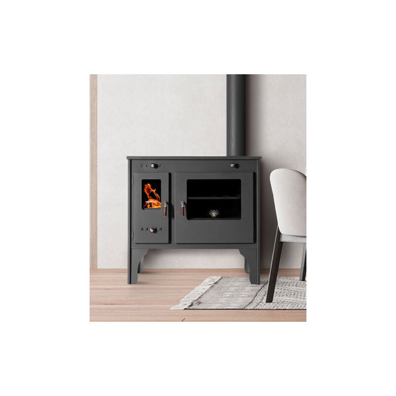 Prometey - eek a+ Küchenofen Holzherd mit Gusseisen Top Retro Eco Holzofen 7 kW EcoDesign
