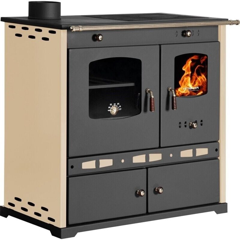Prometey - eek a+ Küchenofen Holzherd mit Gusseisen Top Perfect Eco Lux Holzofen 7.38 kW EcoDesign - Links