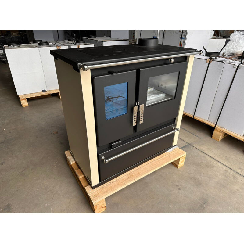 Verso - eek a+ Premium-Holzherd, Beistellherd cs plus inox ivory rechts - 7.7 kw