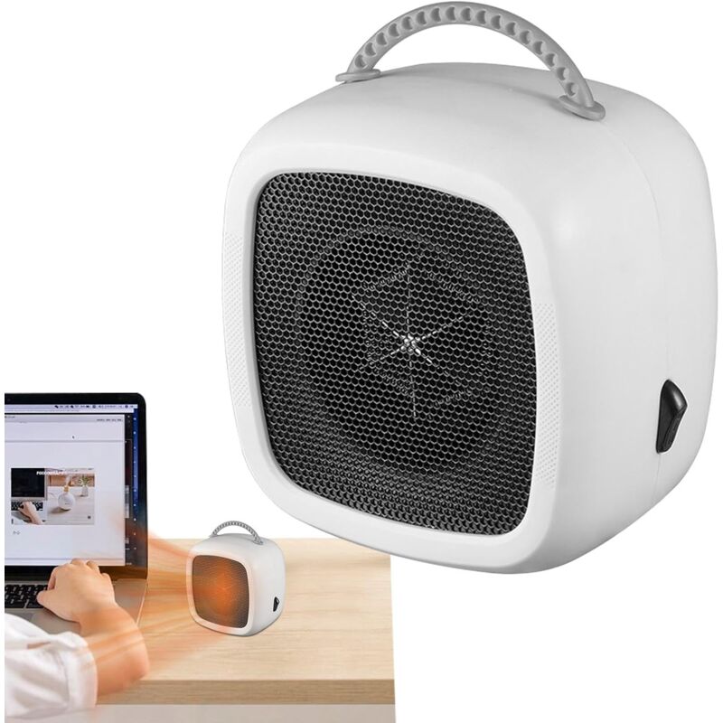 Effiziente tragbare elektrische Heizung 600 W Dual-Modus und Griff Kleine schnelle Heizung, leise elektrische Heizung für Büro, Schlafzimmer, Küche