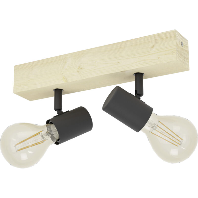 2er Spot Townshend 3 schwarz natur 30 x 5 cm E27 Deckenlampen & Kronleuchter - Eglo