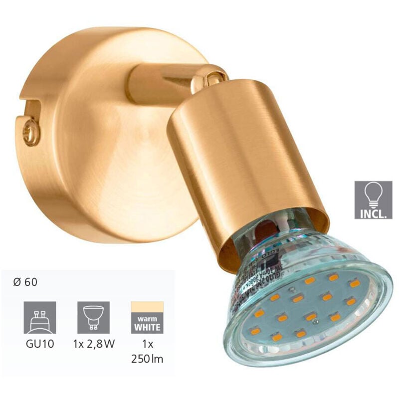 1er led Spot Buzz messing ø 6 cm GU10, messing gebürstet Deckenlampen & Kronleuchter - Eglo