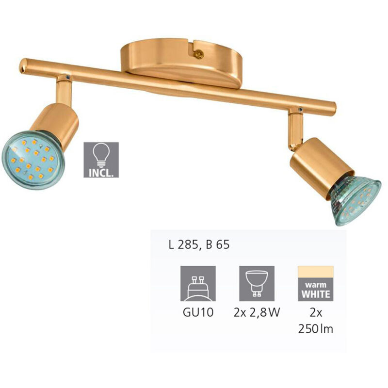 2er led Spot Buzz messing 28,5 x 6,5 cm GU10, warmweiß Deckenlampen & Kronleuchter - Eglo