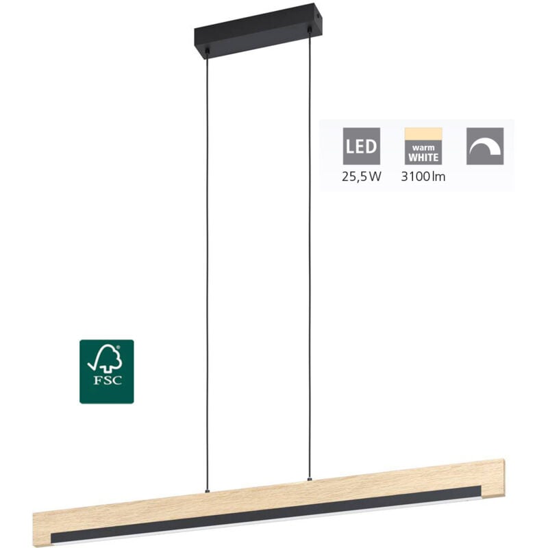 Eglo - led Pendelleuchte Camacho schwarz-braun 110 x 6 cm warmweiß,dimmbar Deckenlampen & Kronleuchter