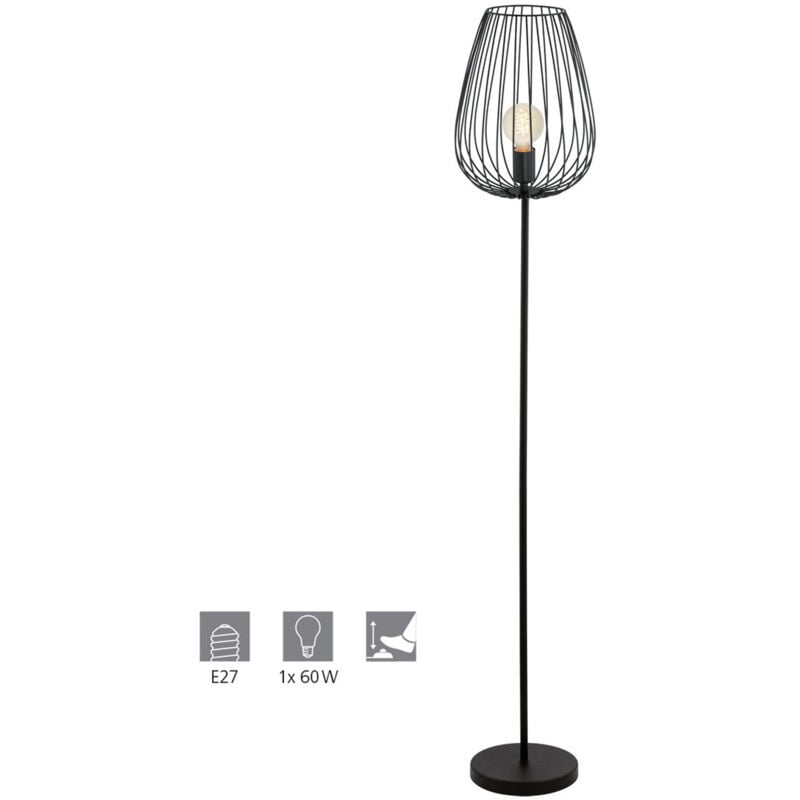 Eglo - Stehleuchte Newtown schwarz 159,5 x 27,5 cm E27, max. 60 w Stehleuchte