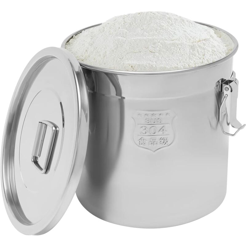 Eimer mit Deckel Luftdichter Kanister Lebensmittel Edelstahl Küche Getreidebehälter 33L Küche Edelstahl Eimer Mehlbehälter Kücheneimer mit Deckel und