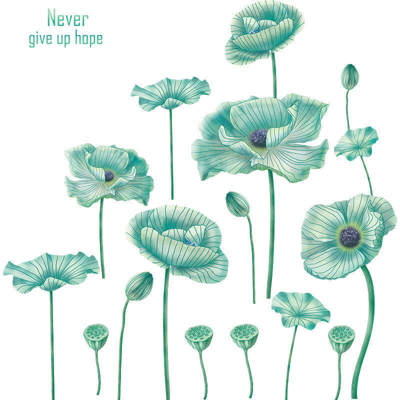 Ein Set aus grünen Lotusblatt-Wandaufklebern, Wandtattoos, Wanddekorationen für Wohnzimmer, Büro und Schlafzimmer.