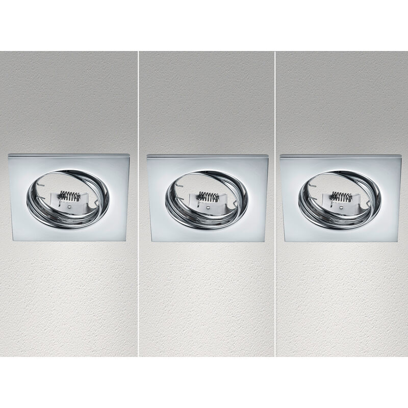 Eckige Einbaustrahler Decke jura 3er Set schwenkbar Silber Chrom GU10
