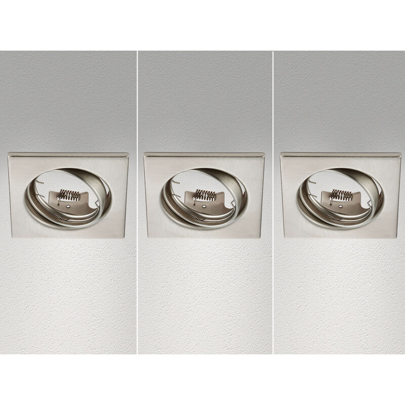 Eckige Einbaustrahler Decke JURA 3er Set schwenkbar Silber matt GU10