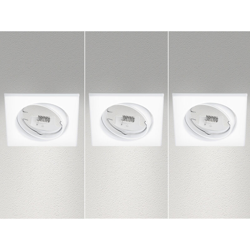 Trio - Eckige Einbaustrahler Decke jura 3er Set schwenkbar Weiß matt GU10