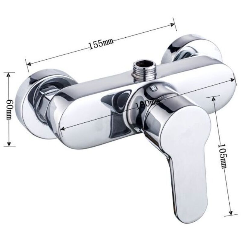 KZQ - Einhebelmischer für Einhebel-Duschbadewannenarmatur, Wandmontage, Chrom