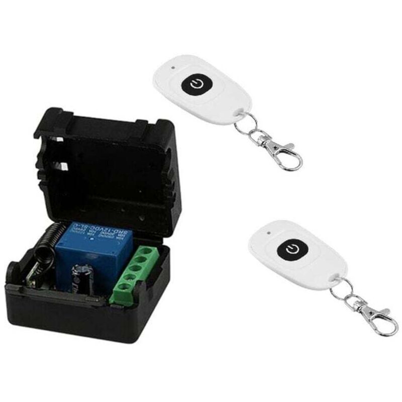 Einkanaliges 12-V-Gleichstrom-Relaismodul, universeller drahtloser Schaltempfänger + 2 Fernbedienungssender, DIY-Bausatz