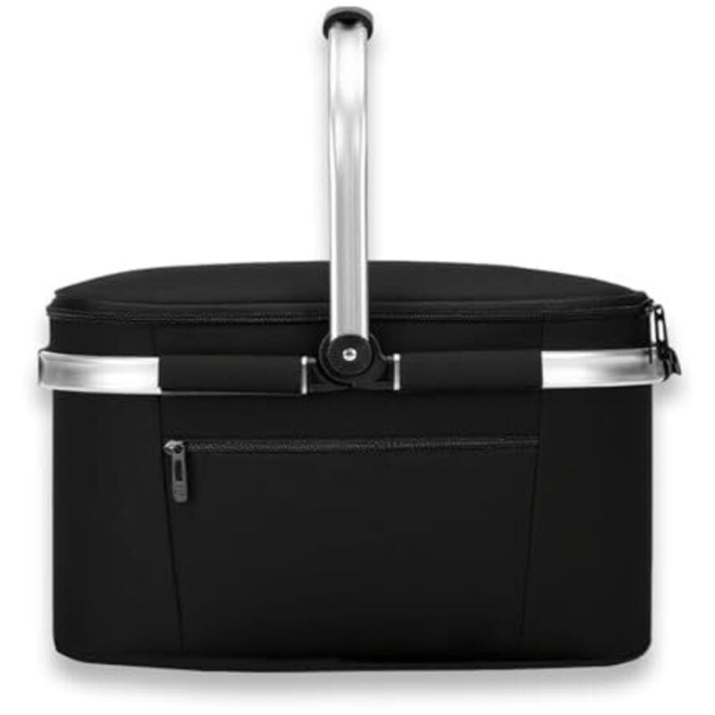 Einkaufskorb mit Deckel, 32L Kühltasche, Abnehmbarer Picknickkorb mit Griffen, Aluminiumrahmen Einkaufskorb faltbar für Reisen Picknicks Shopping