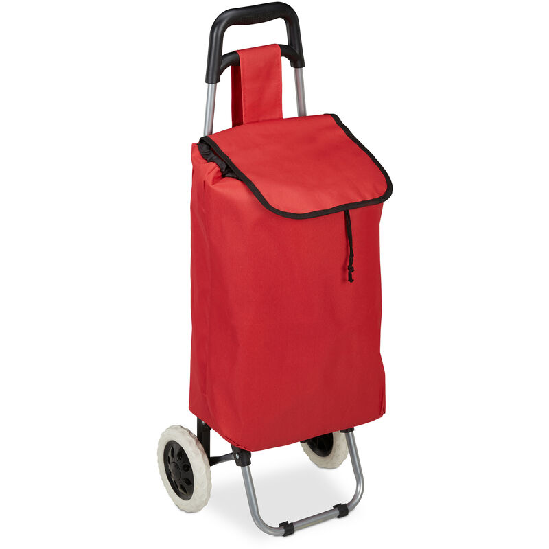 Relaxdays - Einkaufstrolley klappbar, Abnehmbare Tasche 28 l, Einkaufswagen mit Rollen HxBxT: 92,5 x 42 x 28 cm, rot