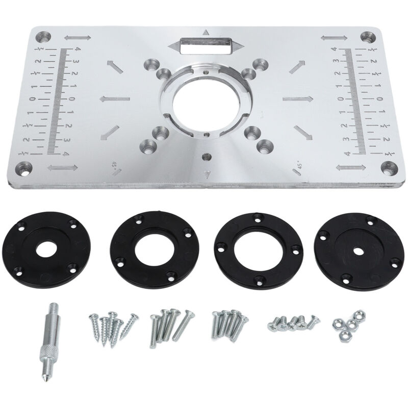 Einlageplatte aus Aluminiumlegierung mit 4 Ringen für die Holzwerkbank, 235 mm x 120 mm x 8 mm