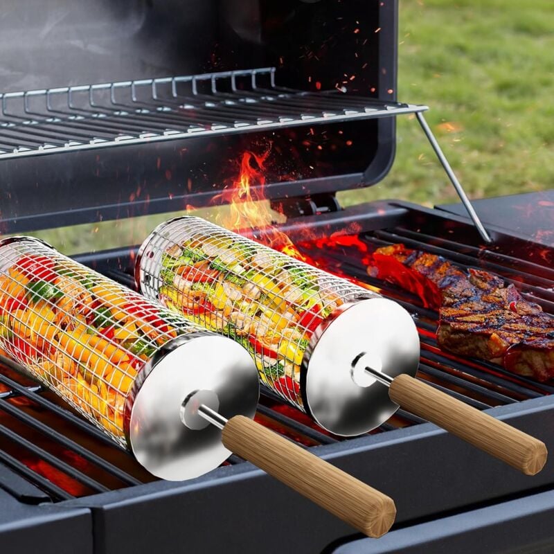 Einsteckbares Topfset für Grills mit Griffen aus Holz, Grillzubehör für den All'aperto-Grill im Grünen