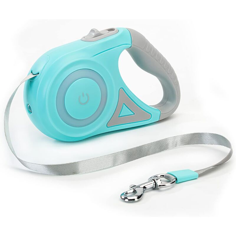 Memkey - Einziehbare Hundeleine, einfache Ein-Knopf-Bremse und Verriegelung, ausziehbare Hundeleine mit LED-Taschenlampe (m, Seillänge 5 m, grün)
