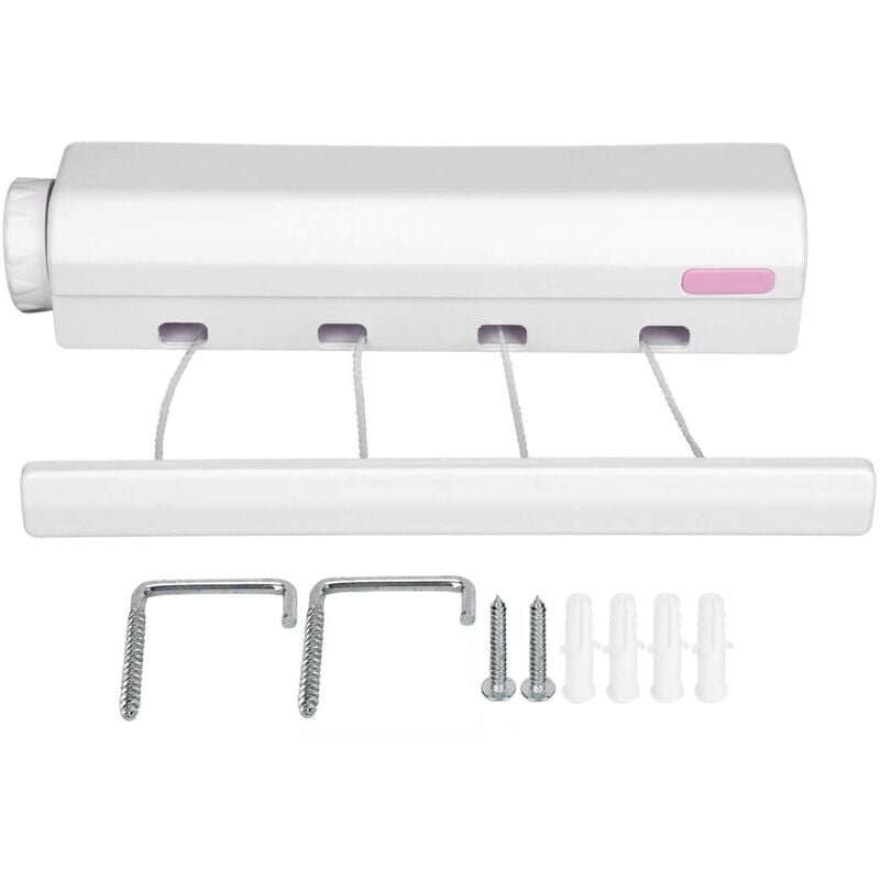 Einziehbare Wäscheleine, einziehbarer Wandwäschetrockner, Wandwäscheleine, Wäscheleine für den Außenbereich, 4 Leinen, 3,2 m, Leinen(Zufällige blaue