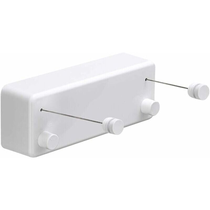 Ymyny - Einziehbarer Wäscheständer, abs + Aluminium, Wäscheständer mit zwei verstellbaren Edelstahlkabeln, Wandmontage, Weiß