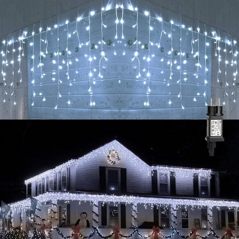 Eisregen Lichterkette Außen, 10M 300 led Anschließbar Lichterkette Außen, Weihnachtsbeleuchtung Außen IP65 Wasserdicht Timer, 8Modi Lichterkette für