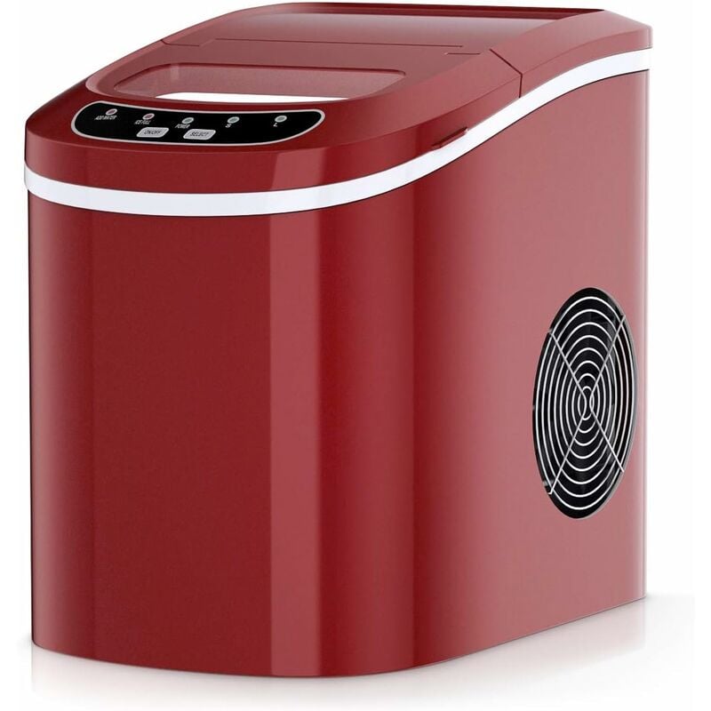 Goplus - Eiswürfelmaschine, Eiswürfelbereiter, Eiswürfelmaschine, 12kg Eiswürfel 24h, 6-13 Minuten Produktionszeit, 24,2x35,8x32,8cm (Rot)