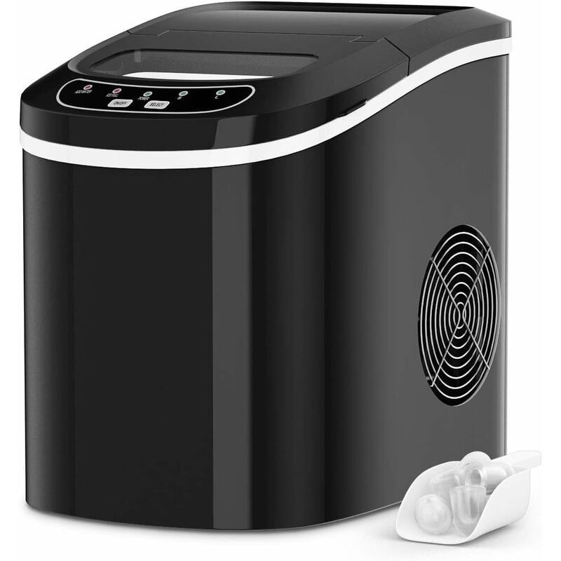 Goplus - Eiswürfelmaschine, Eiswürfelbereiter, Eiswürfelmaschine, 12kg Eiswürfel 24h, 6-13 Minuten Produktionszeit, 24,2x35,8x32,8cm (Schwarz)