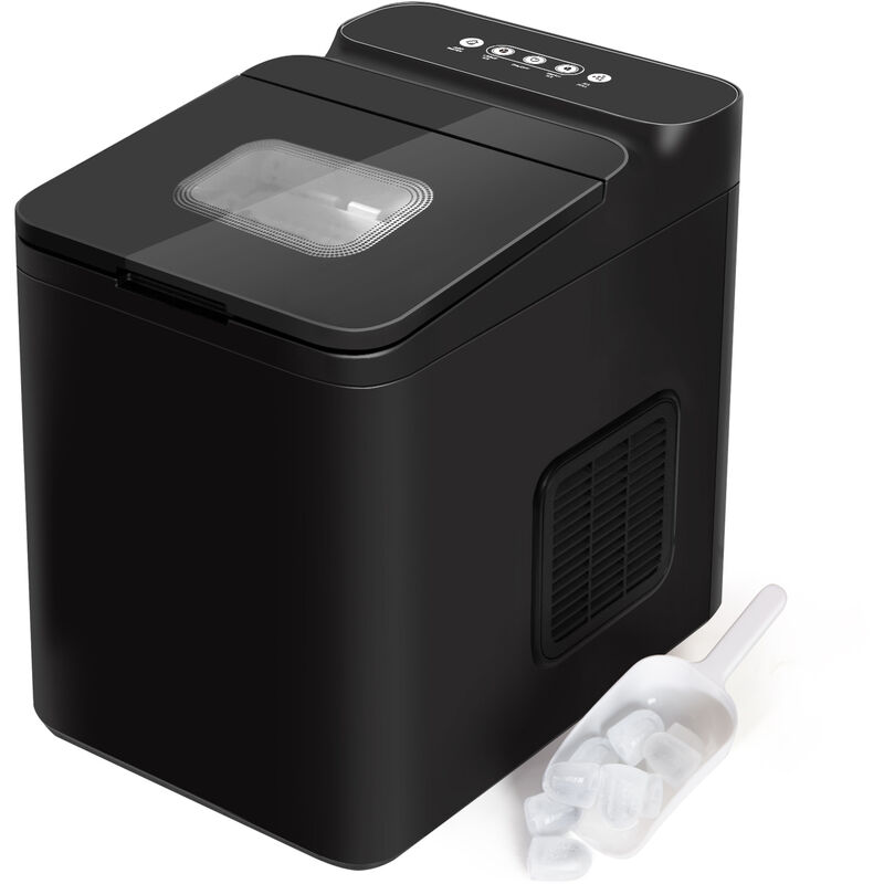 Eiswürfelmaschine, Eiswürfelbereiter 1,5 l Wassertank, 9 Eiswürfel in 6-10 Minuten, 12 kg Eiswürfel pro Tag, 2 Eiswürfelgrößen,