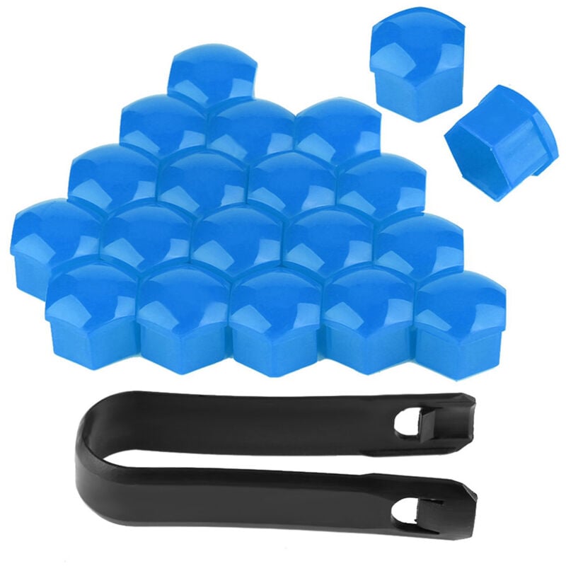 Ej.life - 20 stücke 19mm Auto Rad Mutter Kappen Auto Hub Schraube Abdeckung Bolzen Felgen Außen Schutz (Blau)