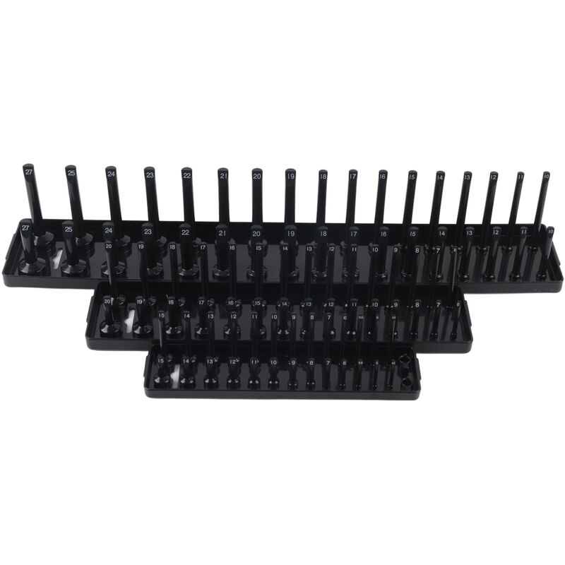 Ej.Life 3-teiliges Aufbewahrungs-Organizer-Set, 1/4 Zoll, 3/8 Zoll, 1/2 Zoll, schwarz, multifunktionaler Aufbewahrungs-Organizer für Werkzeugkästen