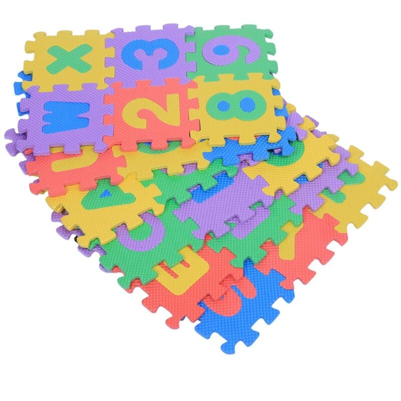Ej.life - 36 Stücke Puzzlematte, Kinderteppich Spielmatte, Schaumstoffmatte Kinderteppich Zahlen und Alphabet Matte, Eva Foam Mat, Größe jeder Matte