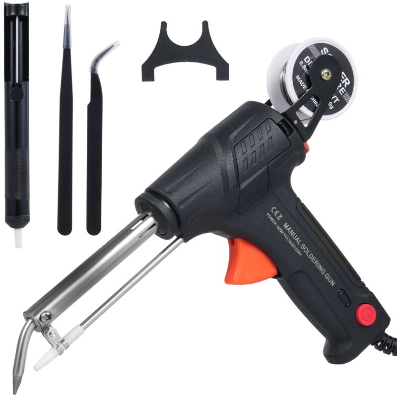 Ej.life - 60 w elektronisches Lötpistolen-Set – Automatische Lötpistole mit Pinzette, Lötdrähten, Ständer für Autoreparatur, Heimwerken