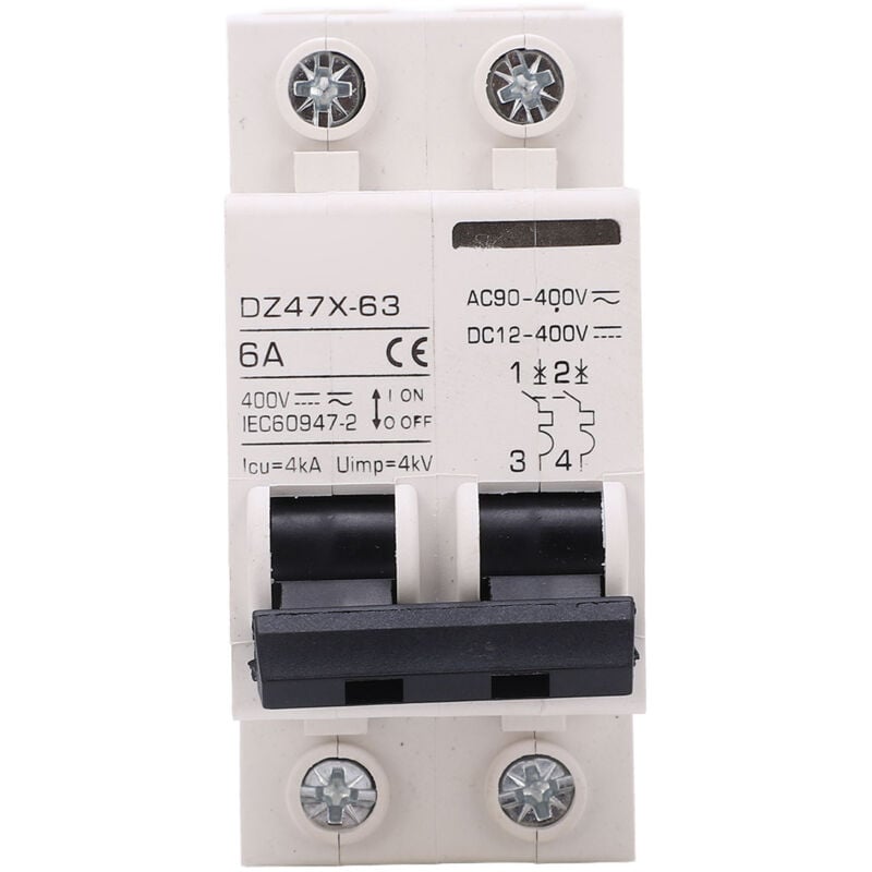 Ej.Life AC DC Leitungsschutzschalter 2P 6A 400V Trennschalter DIN-Schienenmontage für Solar-PV-Anlage DZ47X 63