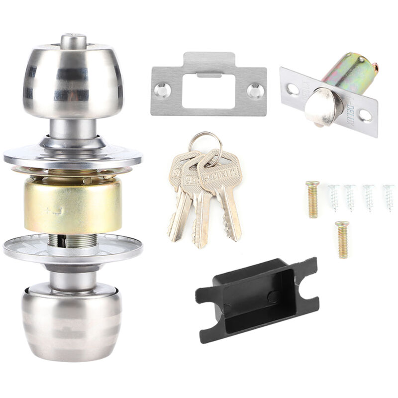 Ej.life - Außentürknauf Mit Schloss, Edelstahl Türknauf Mit Schloss, Praktisch Langlebige Holztüren Haushalt für Wohnmöbel Hardware Tür Hardware Büro