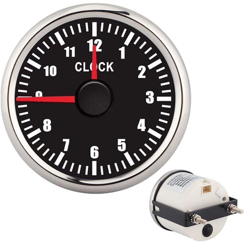 Ej.Life Auto Armaturenbrett Uhr, 2 Zoll Universal 0-12 Stundenzähler Uhr Instrumententafel Anzeigen Anzeige Rote Hintergrundbeleuchtung 12V/24V für