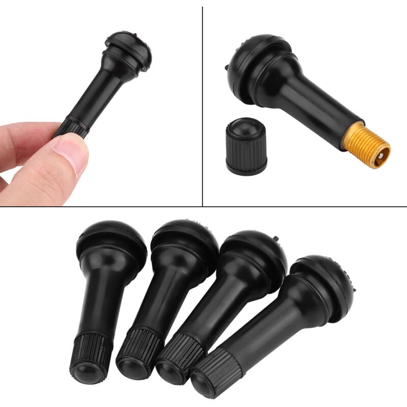 Ej.life - Auto Reifen Ventil, 4 stücke Gummi TR414 Auto Snap-In Schlauchlosen Reifen Ventil Staubschutzkappe
