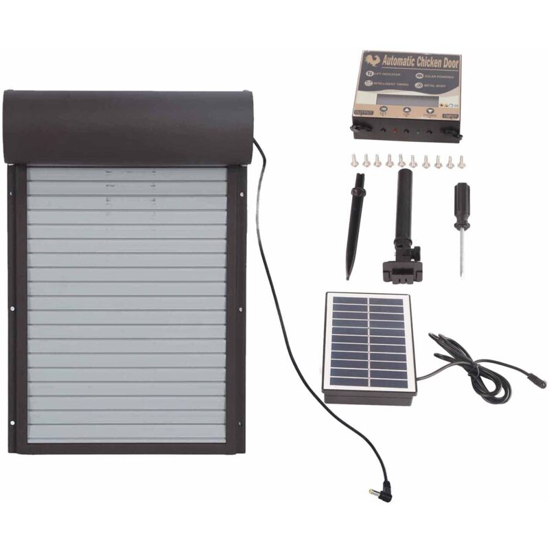 Automatischer Hühnerstall-Türöffner, solarbetriebener Hühnerstall, Türöffner mit Timer für automatisches Öffnen und Schließen, selbstsichernde