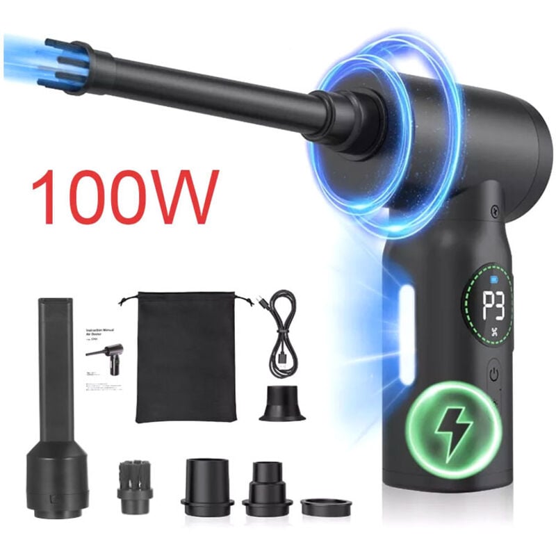 Ej.life - Bürstenloser Motor 3 Geschwindigkeiten 80000 U/min, PC-Gebläse Druckluftreinigung für pc, leistungsstarker Computer-Staubentferner, 7500