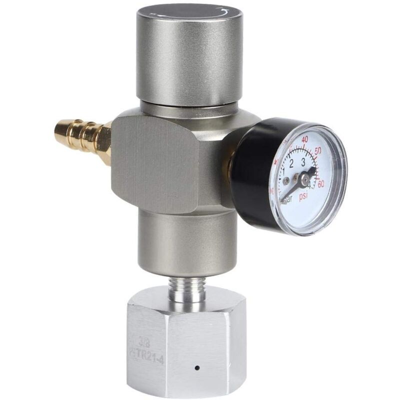 CO2-Druckregler Druckminderer, 2 in 1 Mini-CO2-Gasregler-Soda-Manometer mit Adapter 3/8in auf TR21.4 - Ej.life