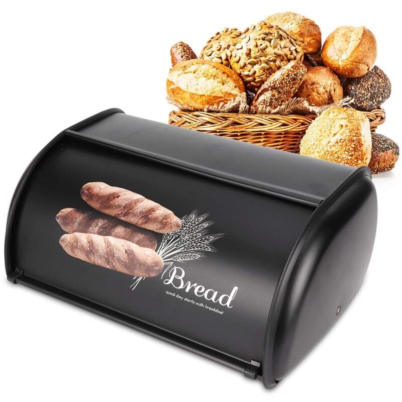 Ej.life - Haofy Großer Brotkasten, Edelstahl-Brotkasten für Küchenarbeitsplatte, Brotbehälter für Brot oder Laib, Perfekt für Küche, Bäckereien,