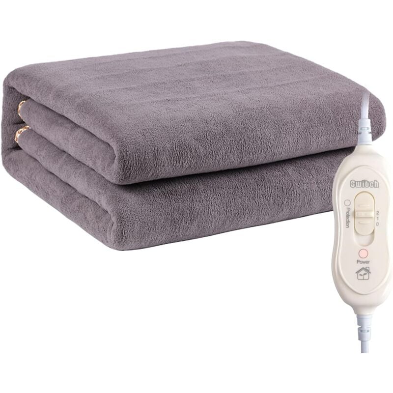 Ej.life - Elektrische Heizdecke, extragroße beheizte Matratzenauflage 180 x 130 cm, maschinenwaschbar, 2 Temperatureinstellungen
