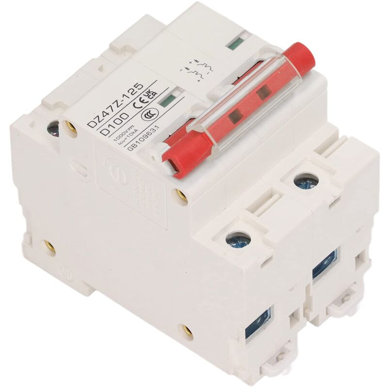 Mini-Leistungsschalter, DC-Leistungsschalter 100A Einfache Installation 1000V 2P für Solar-PV-Anlage (Rot) - Ej.life