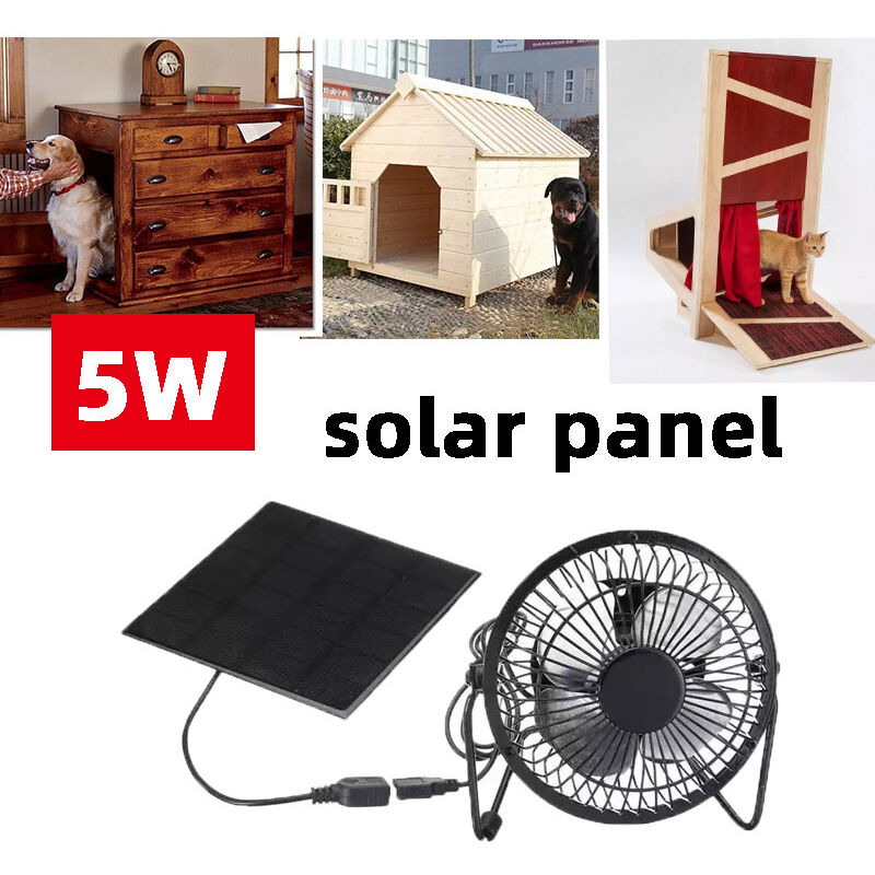 Ej.life - Solarbetriebener Ventilator, 5 w usb 360° Verstellbarer Abluftventilator Satz für Schuppen, Hühnerstall, Gewächshaus, Tierhaus, Kühlung,