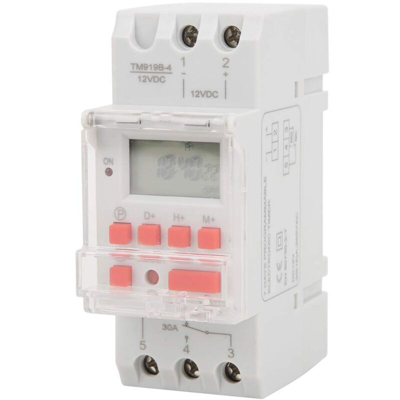 Ej.life - Zeitschaltuhr 12V dc 30A LCD-Timer LCD-Digitalanzeige Ein-Aus-Timer 7-Tage-Timerschalter TM919B-4
