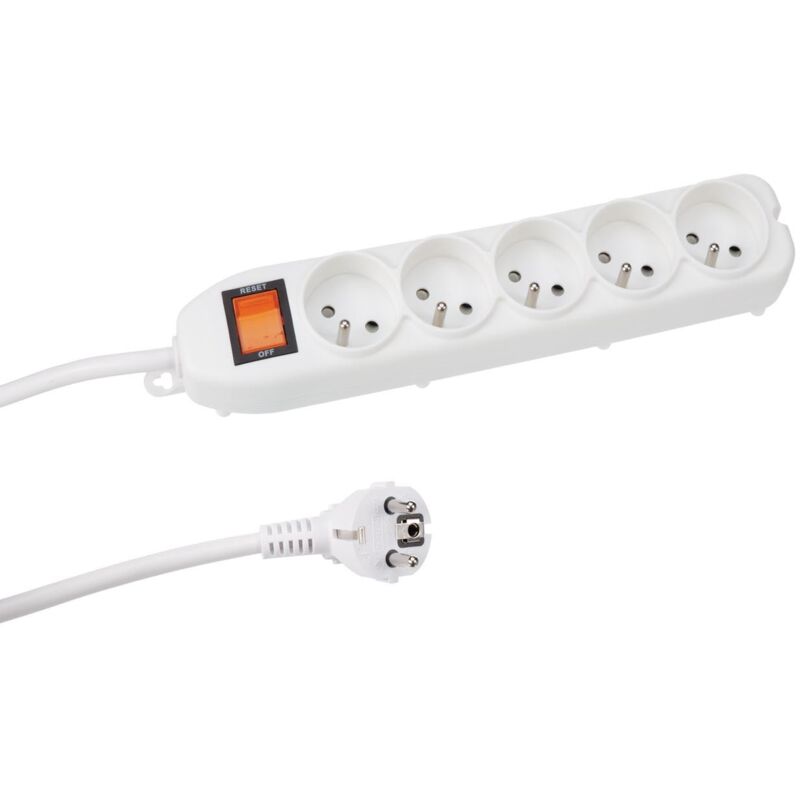 5 wege steckdose mit schalter und uberlastschutz - wei - franzosische steckdose