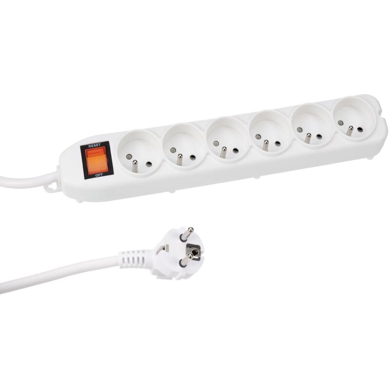 6 fach steckdose mit schalter und uberlastschutz - wei - franzosische steckdose
