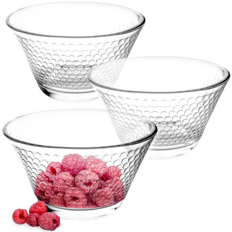 Elegant glass bowl set for salad snacks dessert - dishwasher safe